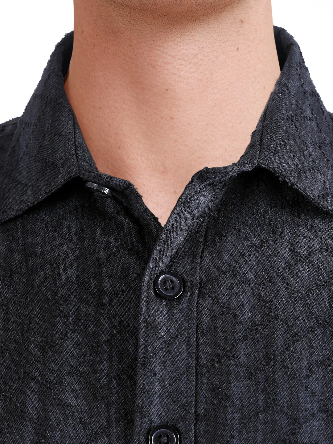 Men's Black Regular Fit Solid Casual Shirt - Image 3