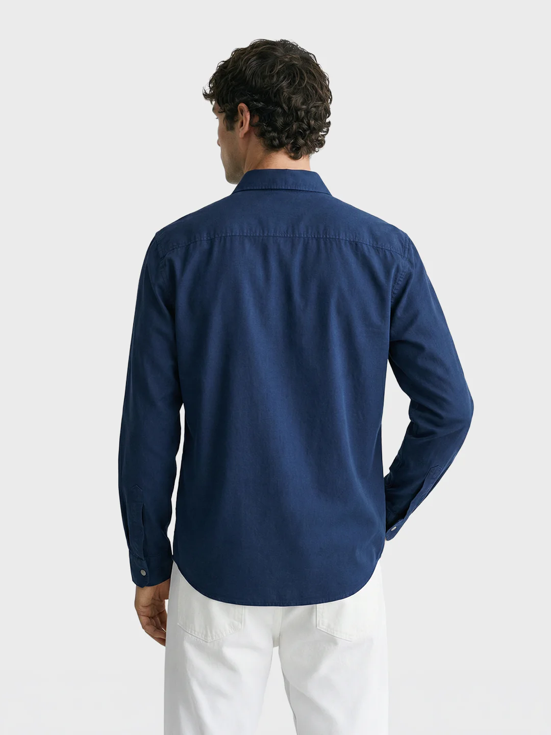 Men's Navy Blue Regular Fit Solid Utility Shirt - Image 4