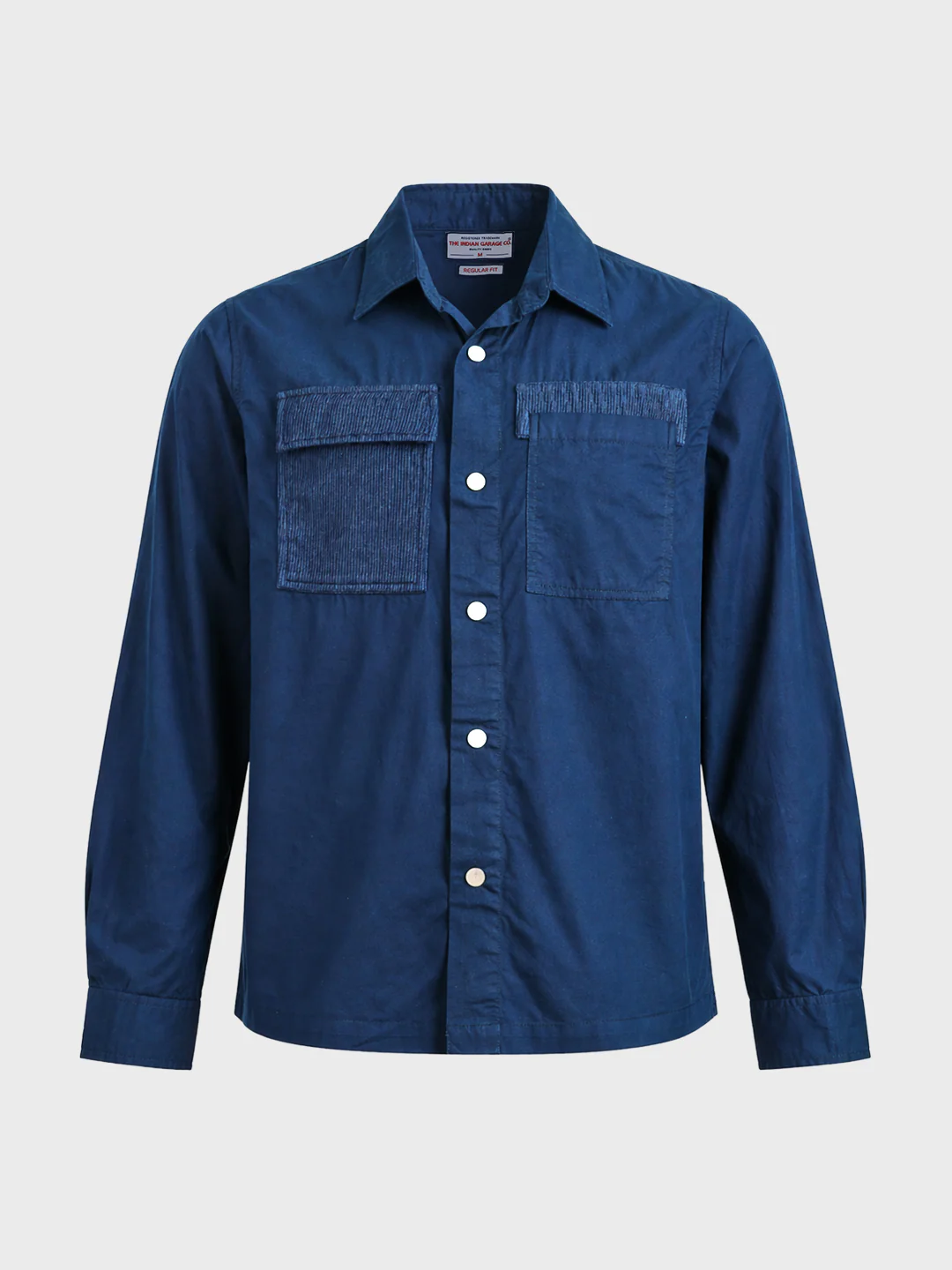 Men's Navy Blue Regular Fit Solid Utility Shirt - Image 5