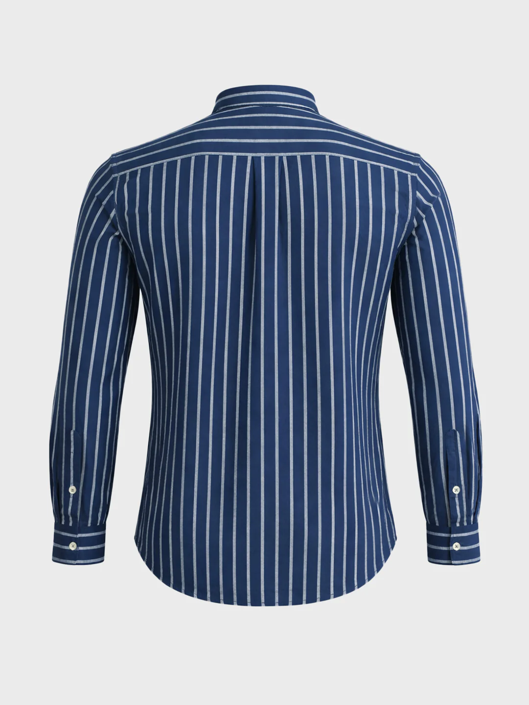Men's Navy Blue Regular Fit Striped Casual Shirts - Image 7