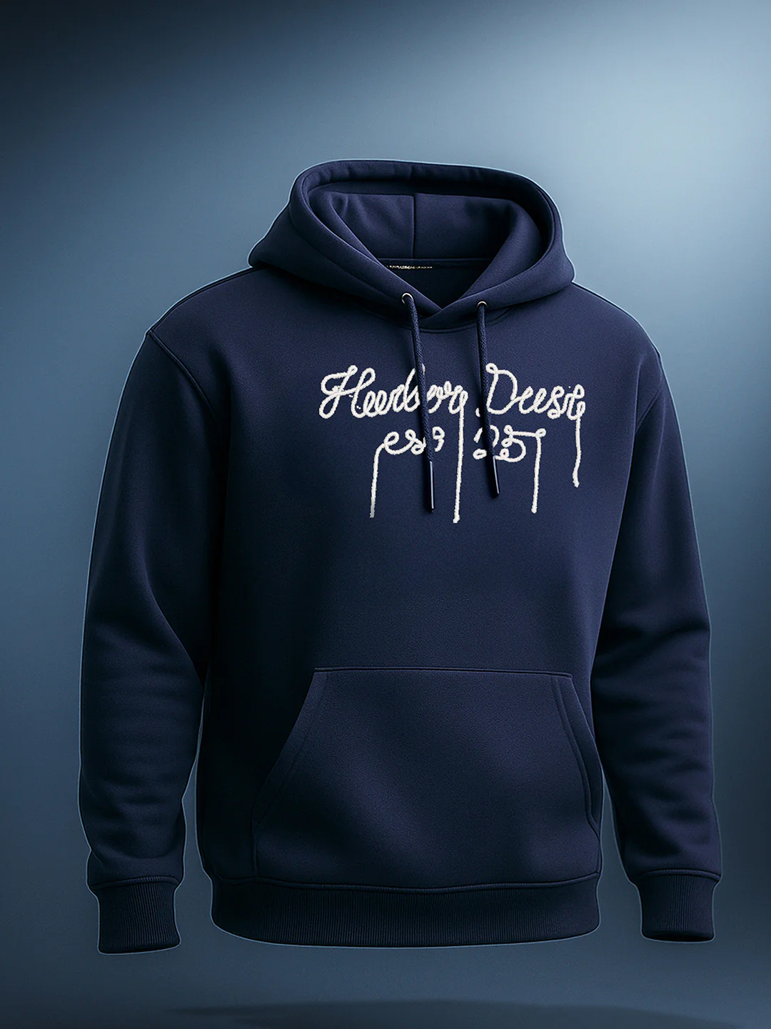 Men's Navy Blue Relaxed Fit Embroided Casual Sweatshirt