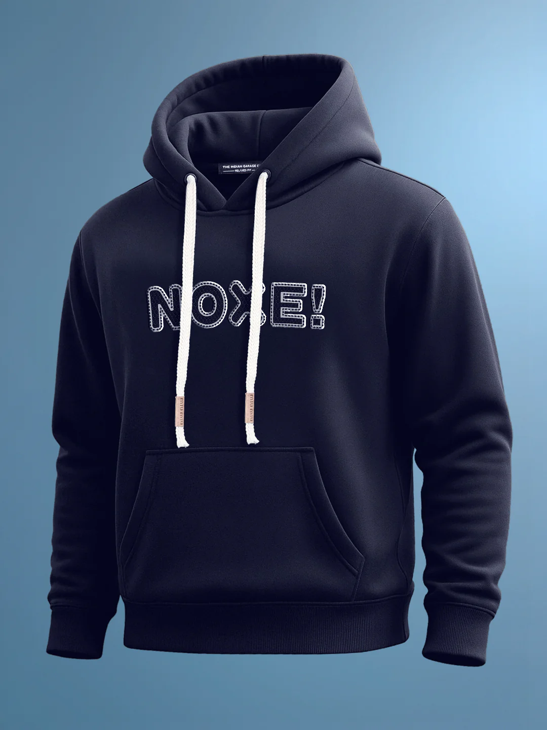Men's Navy Blue Relaxed Fit Embroided Casual Sweatshirt
