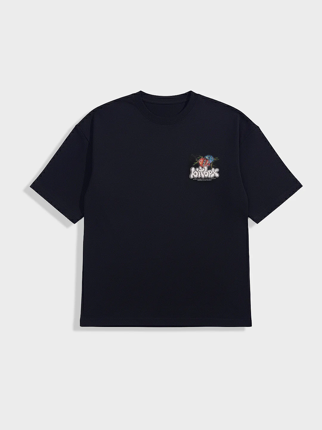 Men's Navy Blue Relaxed Fit Embroided 240 GSM Casual T-Shirt - Image 9