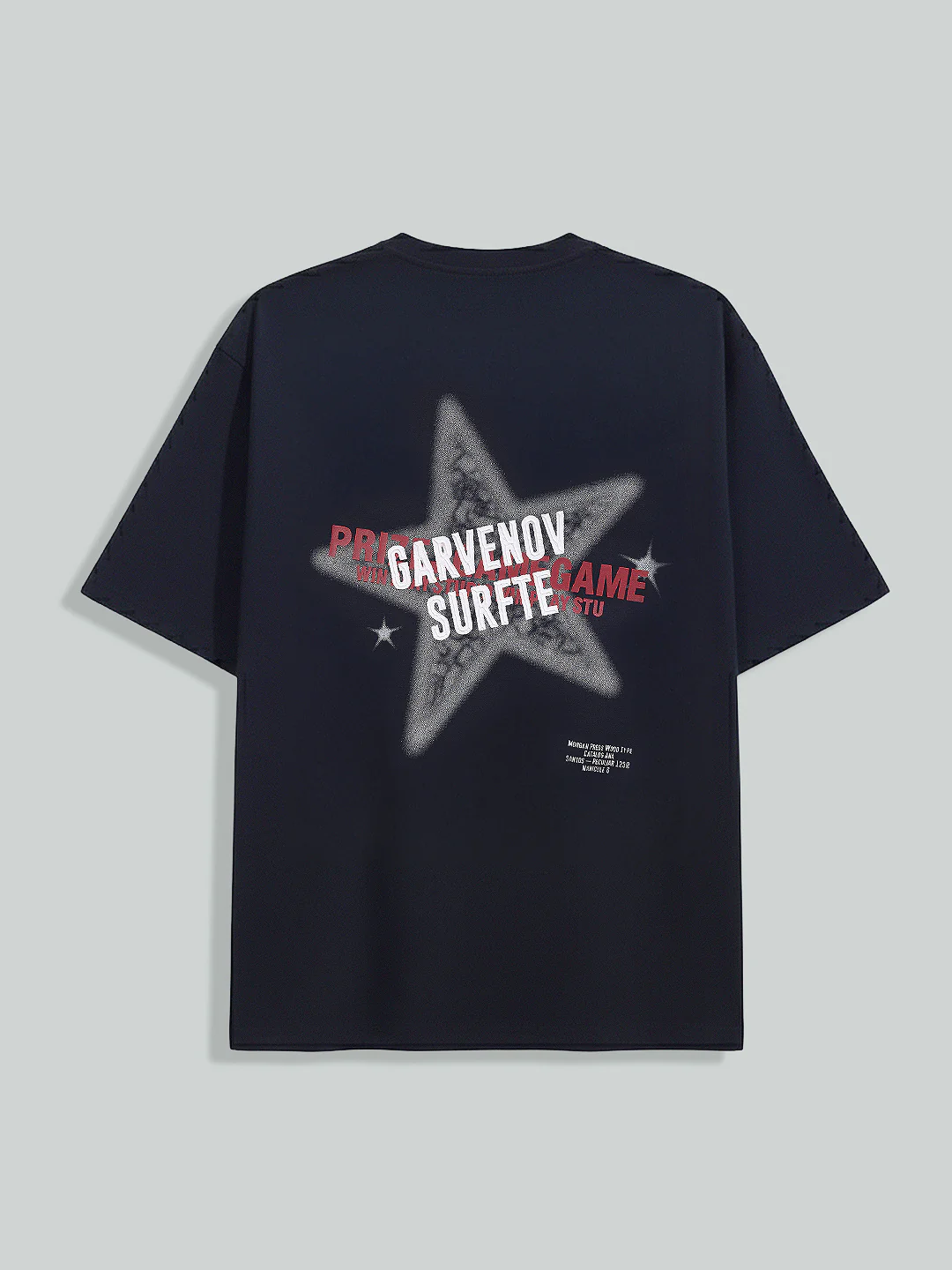 Men's Navy Blue Relaxed Fit Graphic Printed 240 GSM Casual T-Shirt - Image 4