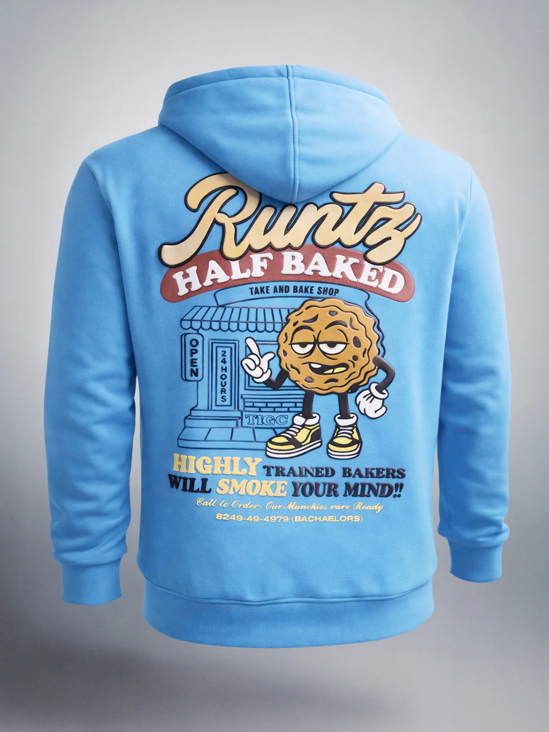 Men's Blue Relaxed Fit Graphic Printed Casual Sweatshirt - Image 4