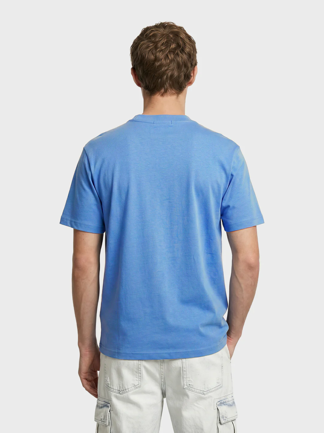 Men's Blue Relaxed Fit Graphic Printed Casual T-Shirt - Image 5