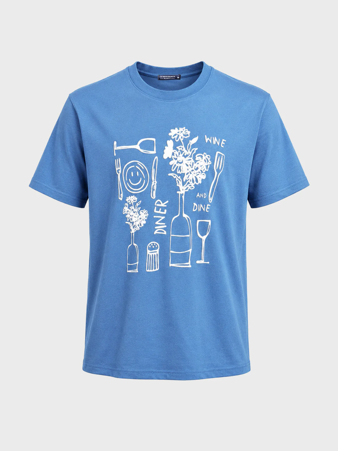 Men's Blue Relaxed Fit Graphic Printed Casual T-Shirt - Image 6