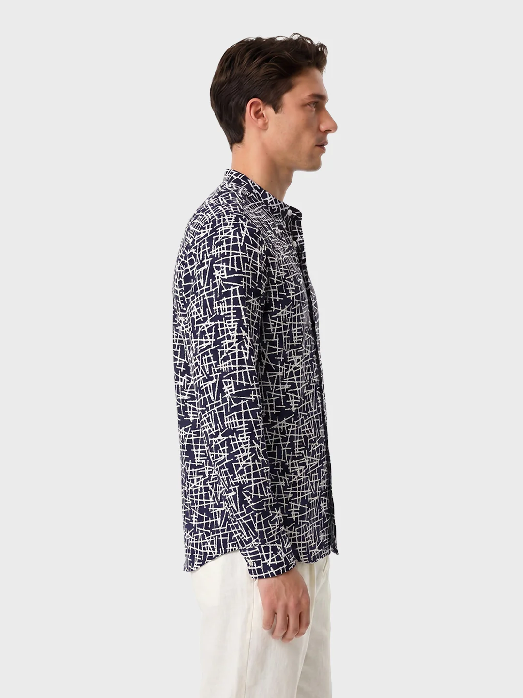 Men's Blue Regular Fit Printed Casual Shirt - Image 4