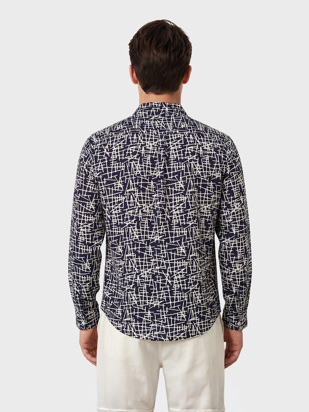 Men's Blue Regular Fit Printed Casual Shirt - Image 5