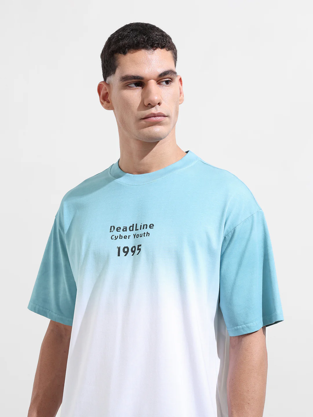 Men's Blue Relaxed Fit Printed 240 GSM Street Wear T-Shirt - Image 4