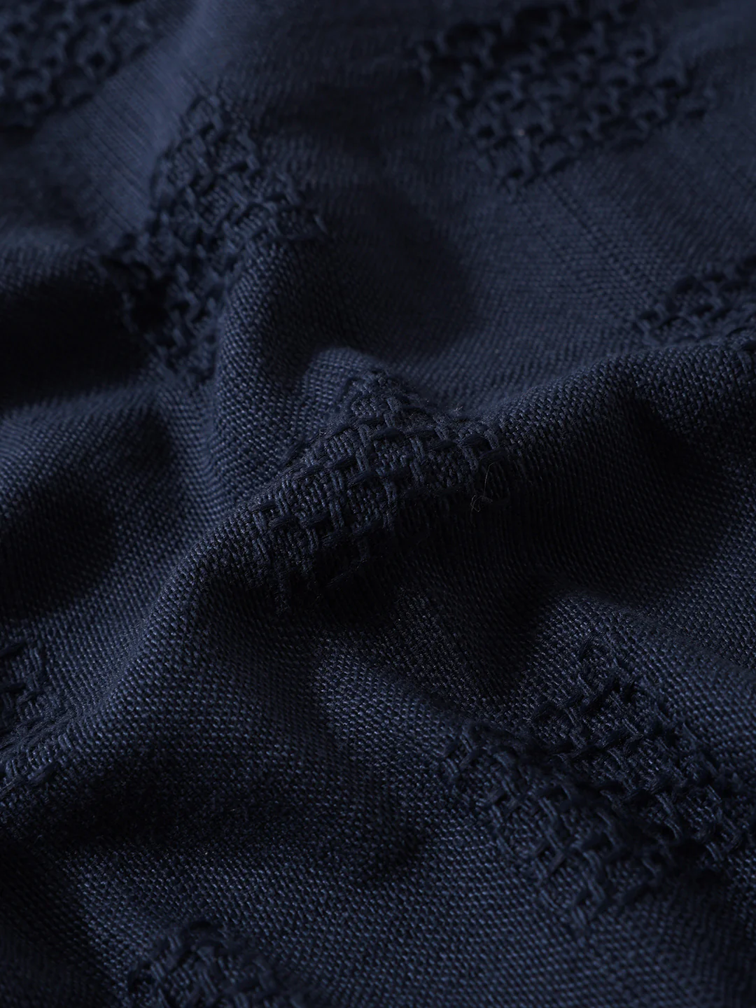 Men's Navy Blue Relaxed Fit Resort Wear Textured Shirt - Image 8