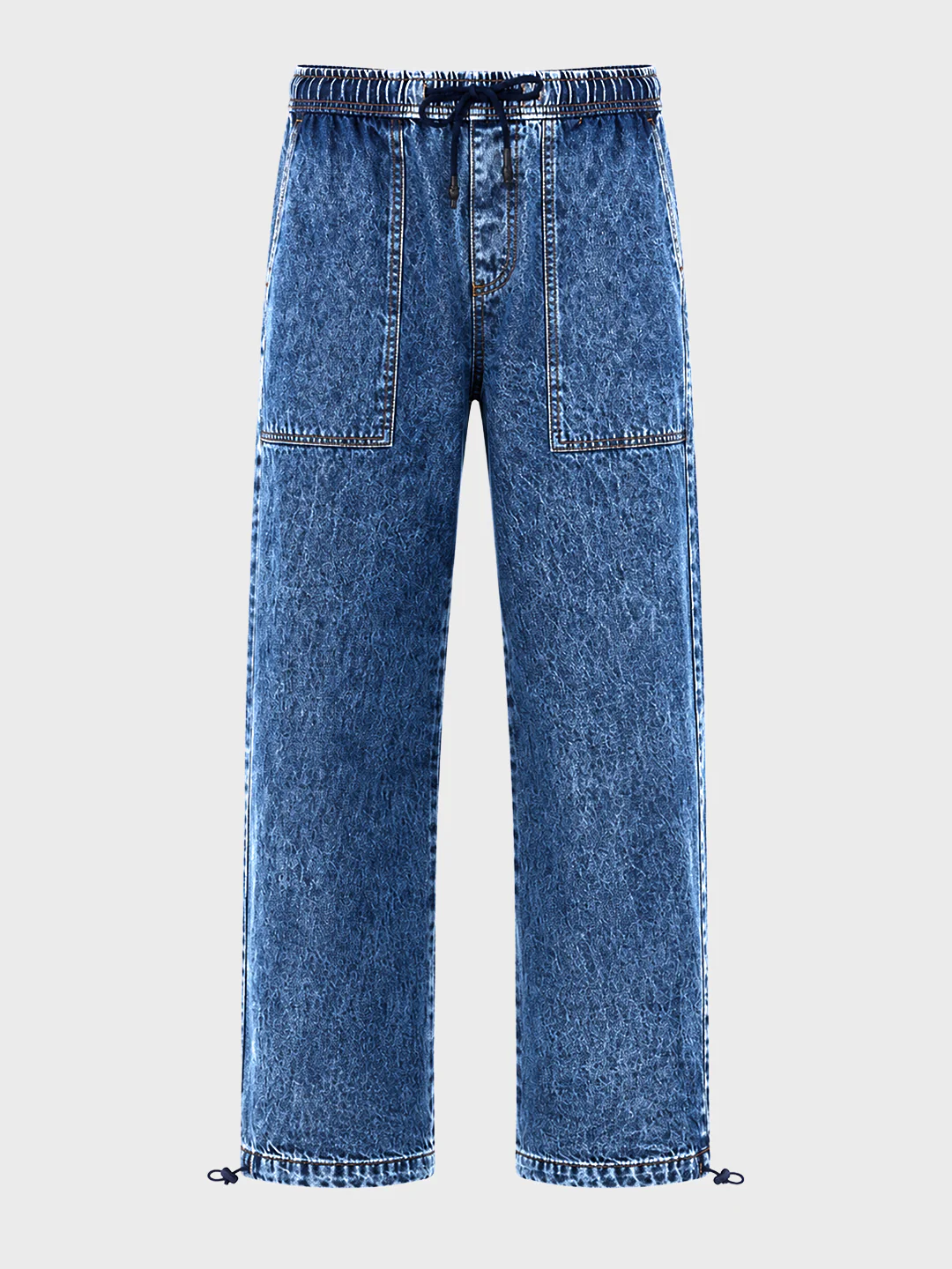 Men's Blue Relaxed Fit Solid Denim Joggers - Image 7