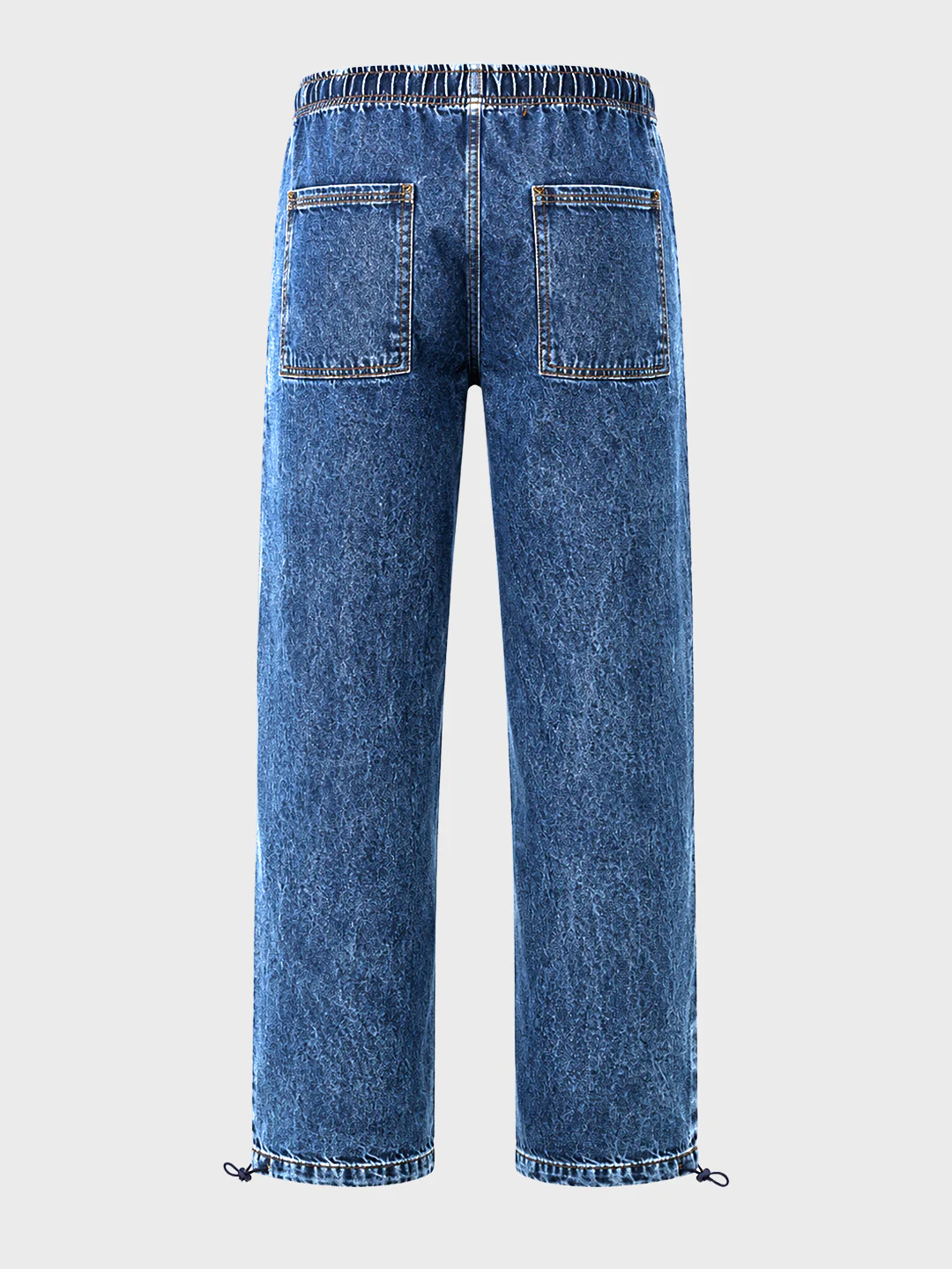 Men's Blue Relaxed Fit Solid Denim Joggers - Image 8