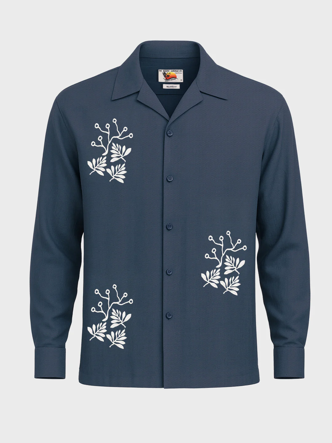Men's Navy Blue Relaxed Fit Printed Casual Shirt - Image 3