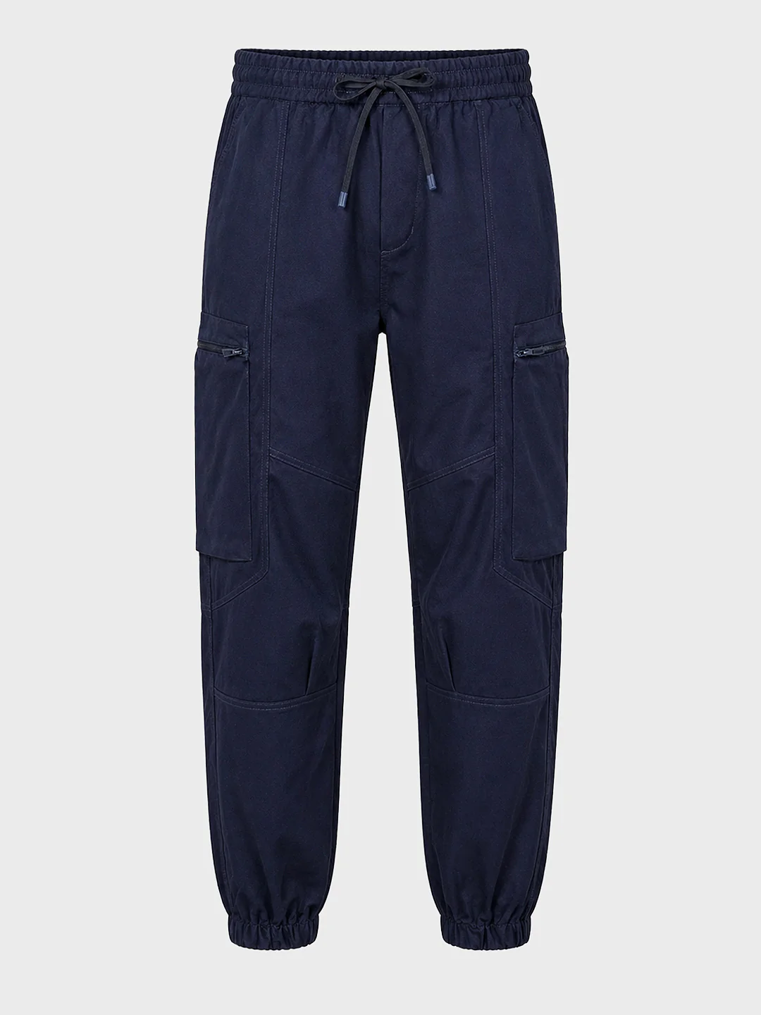 Men's Navy Blue Relaxed Fit Solid Utility Cargo - Image 5