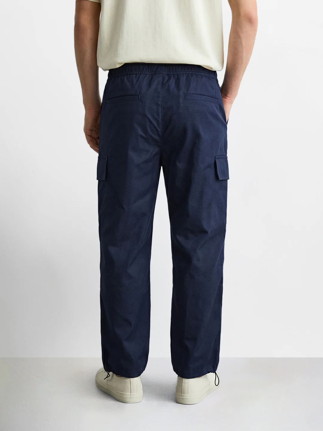 Men's Blue Relaxed Fit Solid Utility Joggers - Image 5
