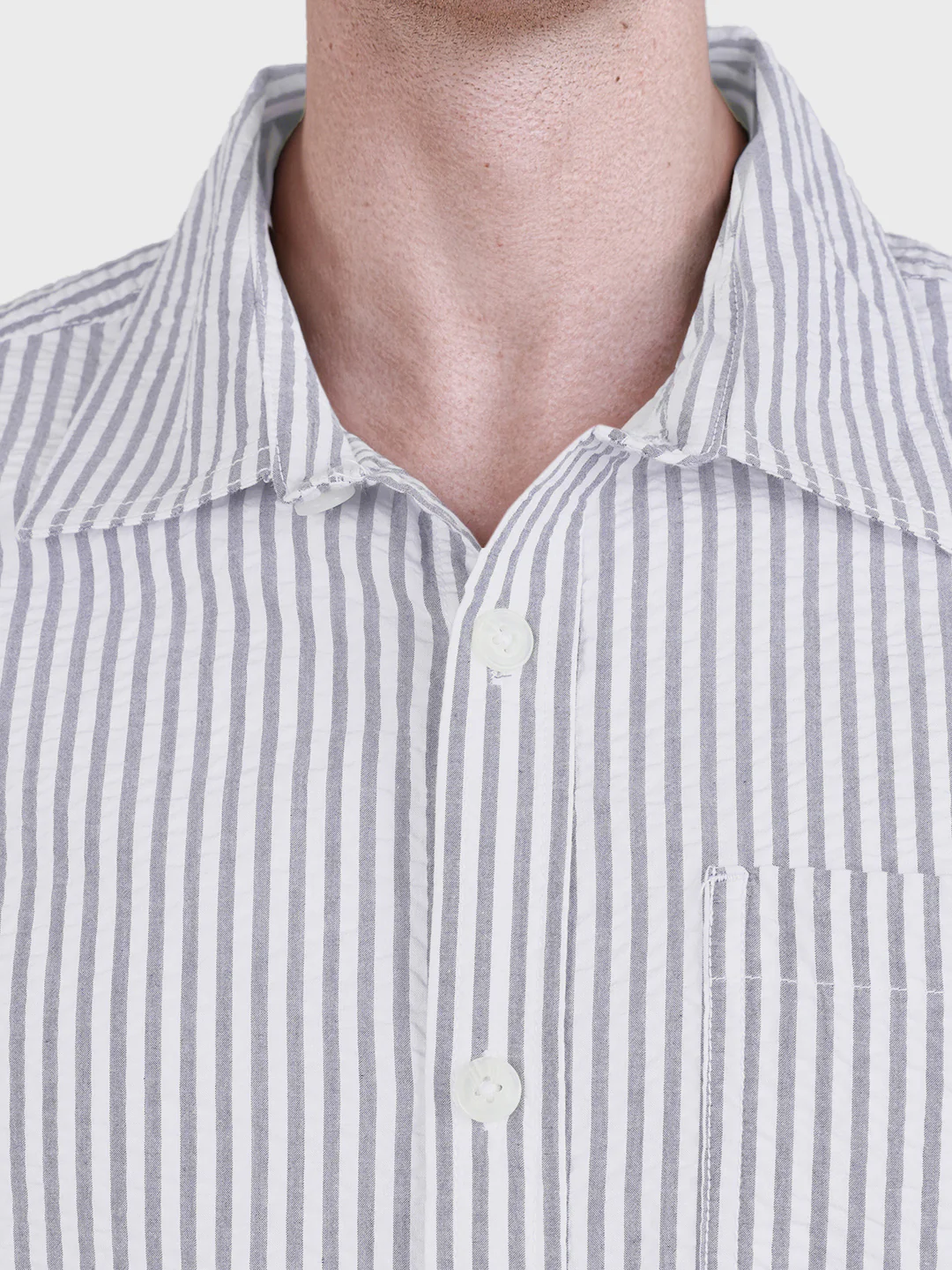 Men's Blue Relaxed Fit Striped Casual Shirt - Image 3