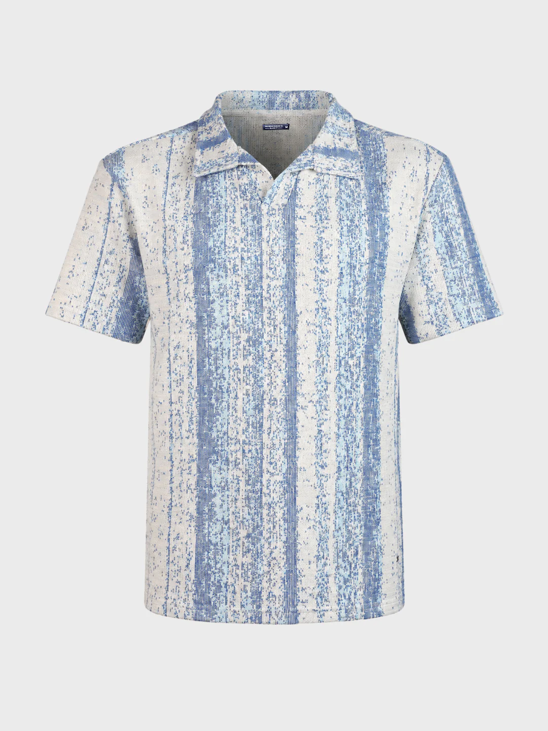 Men's Blue Relaxed Fit Striped Casual Polo T-Shirt - Image 6