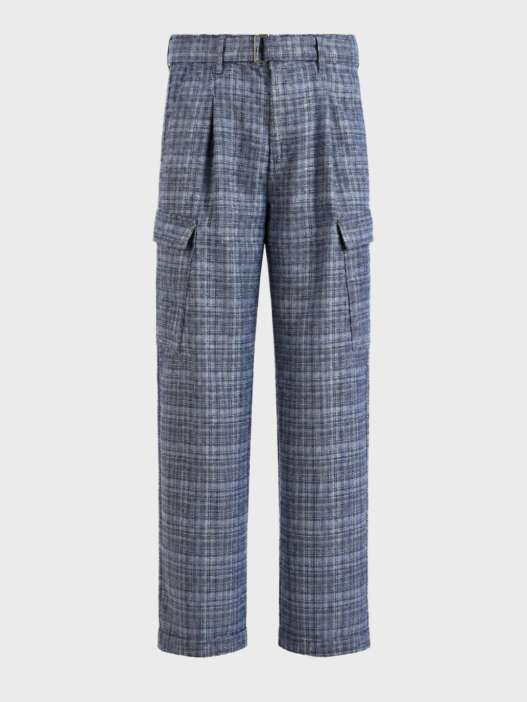 Men's Blue Relaxed Fit Solid Casual Cargo - Image 7