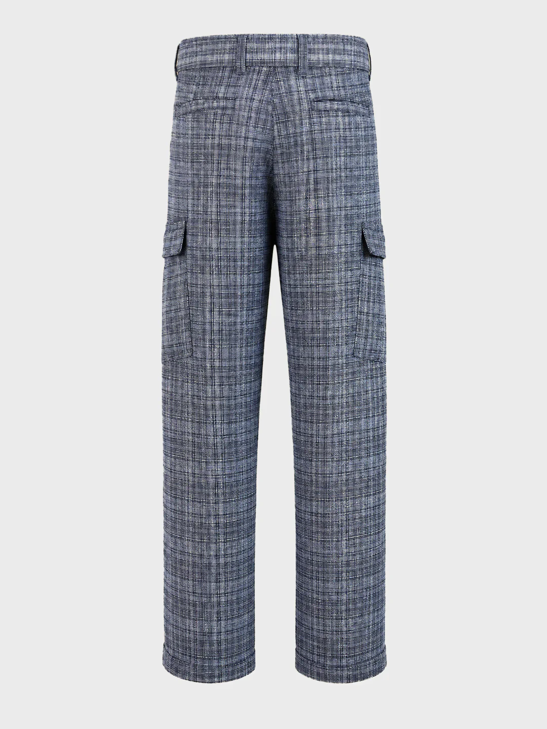 Men's Blue Relaxed Fit Solid Casual Cargo - Image 8