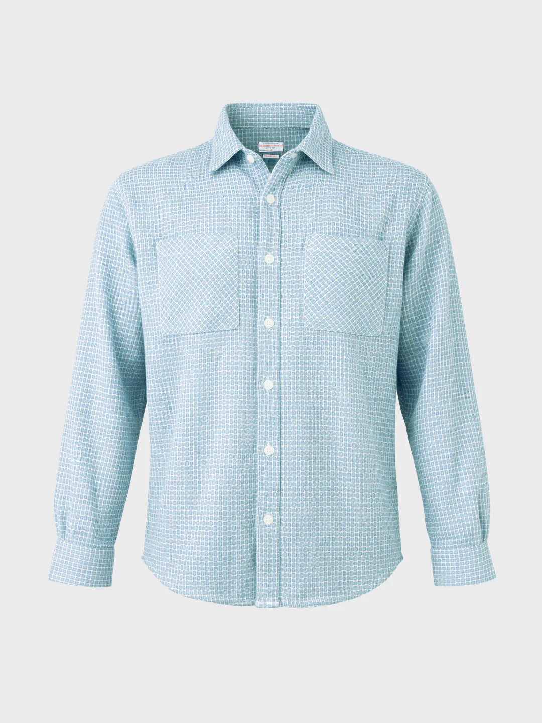 Men's Blue Oversized Fit Textured Casual Shirt - Image 6