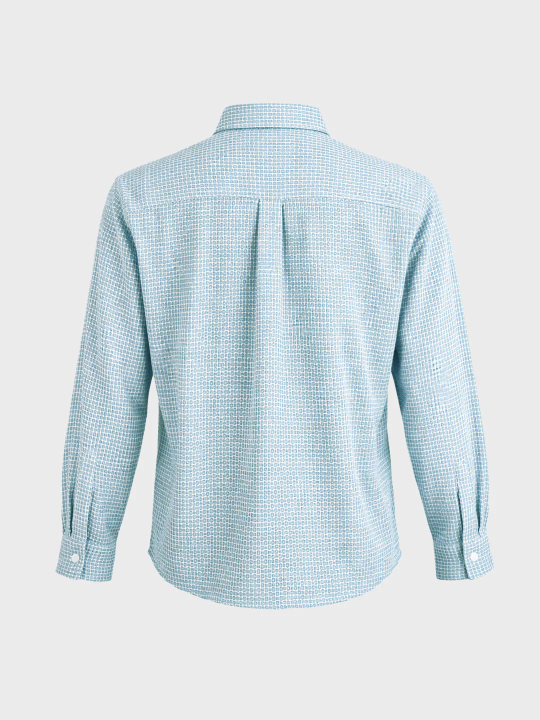 Men's Blue Oversized Fit Textured Casual Shirt - Image 7