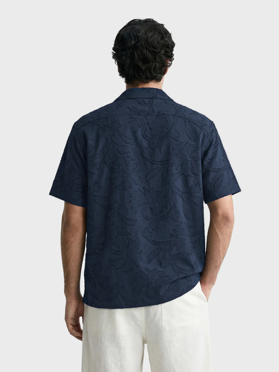 Men's Navy Blue Relaxed Fit Solid Casual Shirt - Image 5