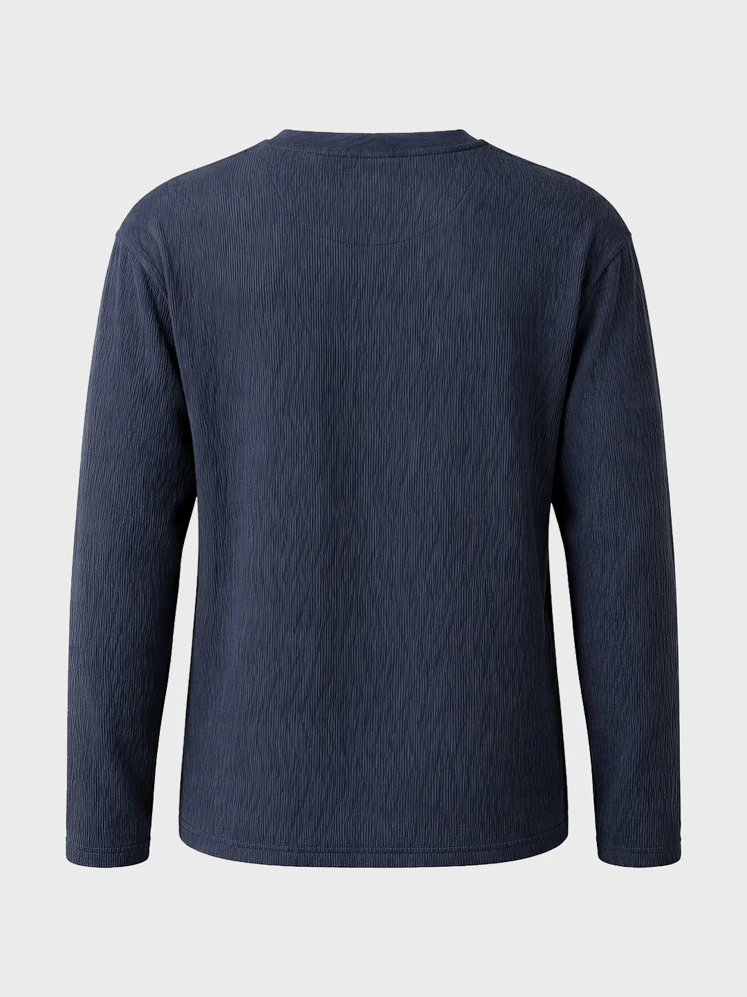 Men's Navy Blue Relaxed Fit Textured Casual T-Shirts - Image 6