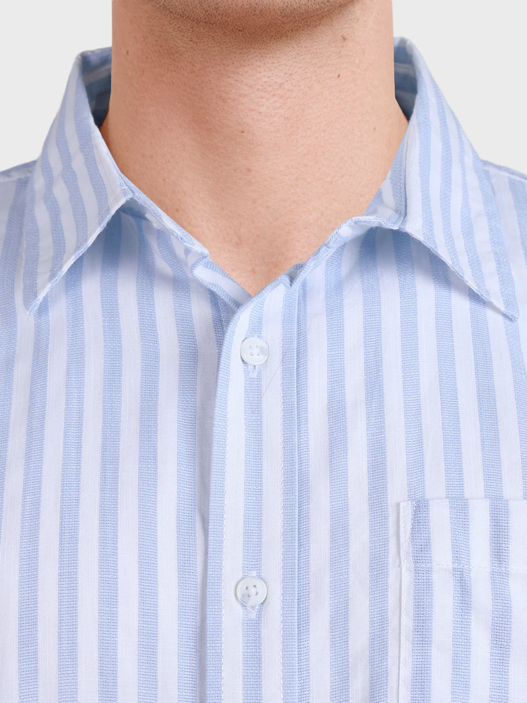 Men's Blue Super Relaxed Fit Vertical Stripes Casual Shirt - Image 3