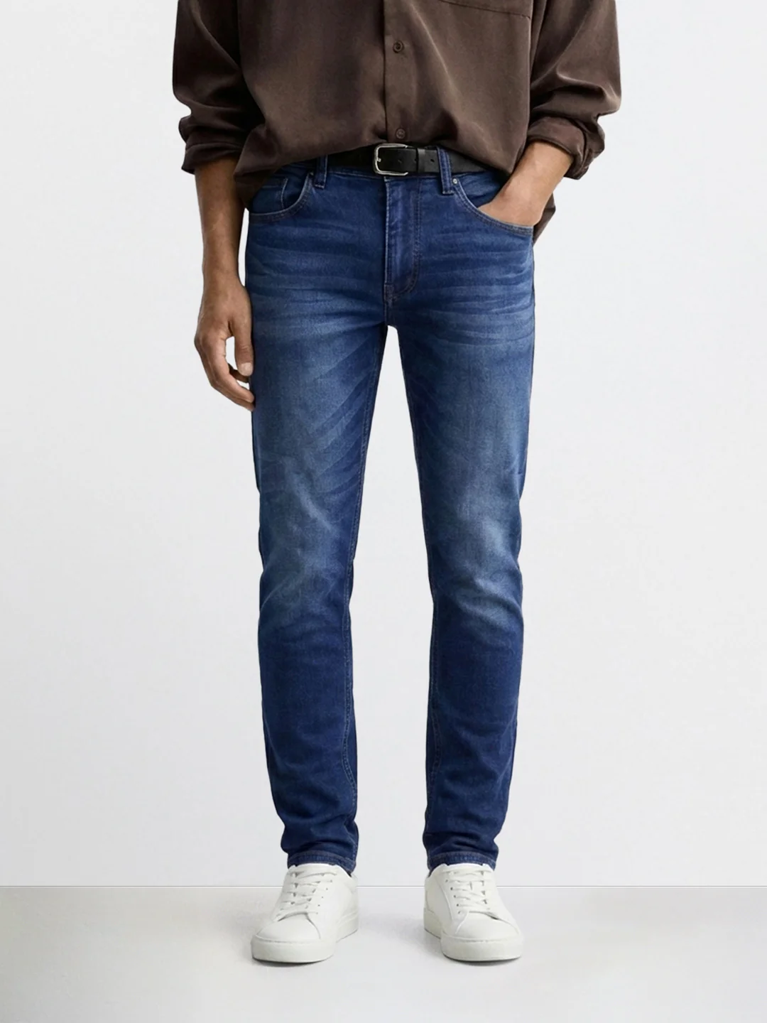 Men's Blue Slim Fit Casual Solid Jeans