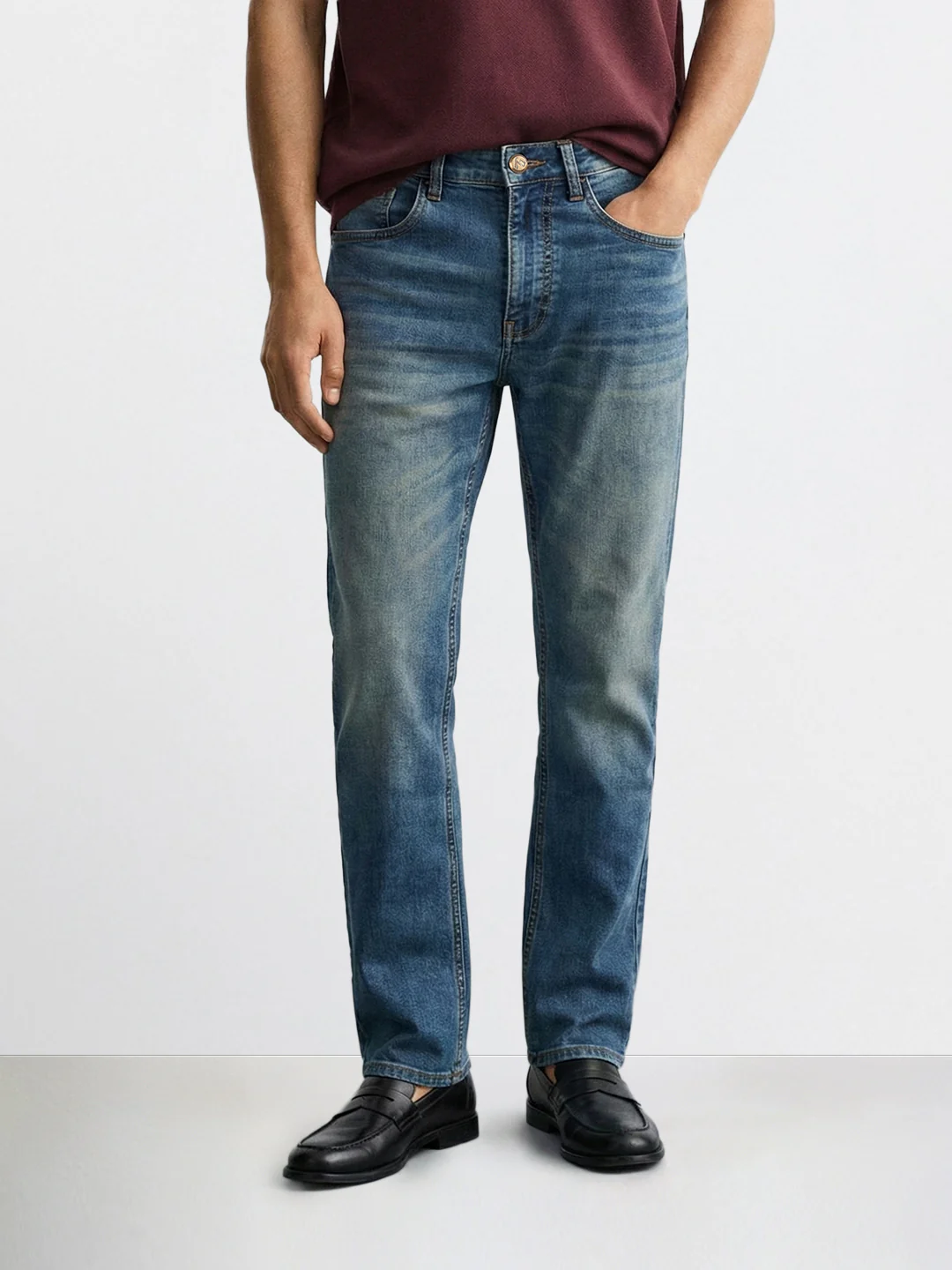 Men's Blue Slim Fit Casual Solid Jeans