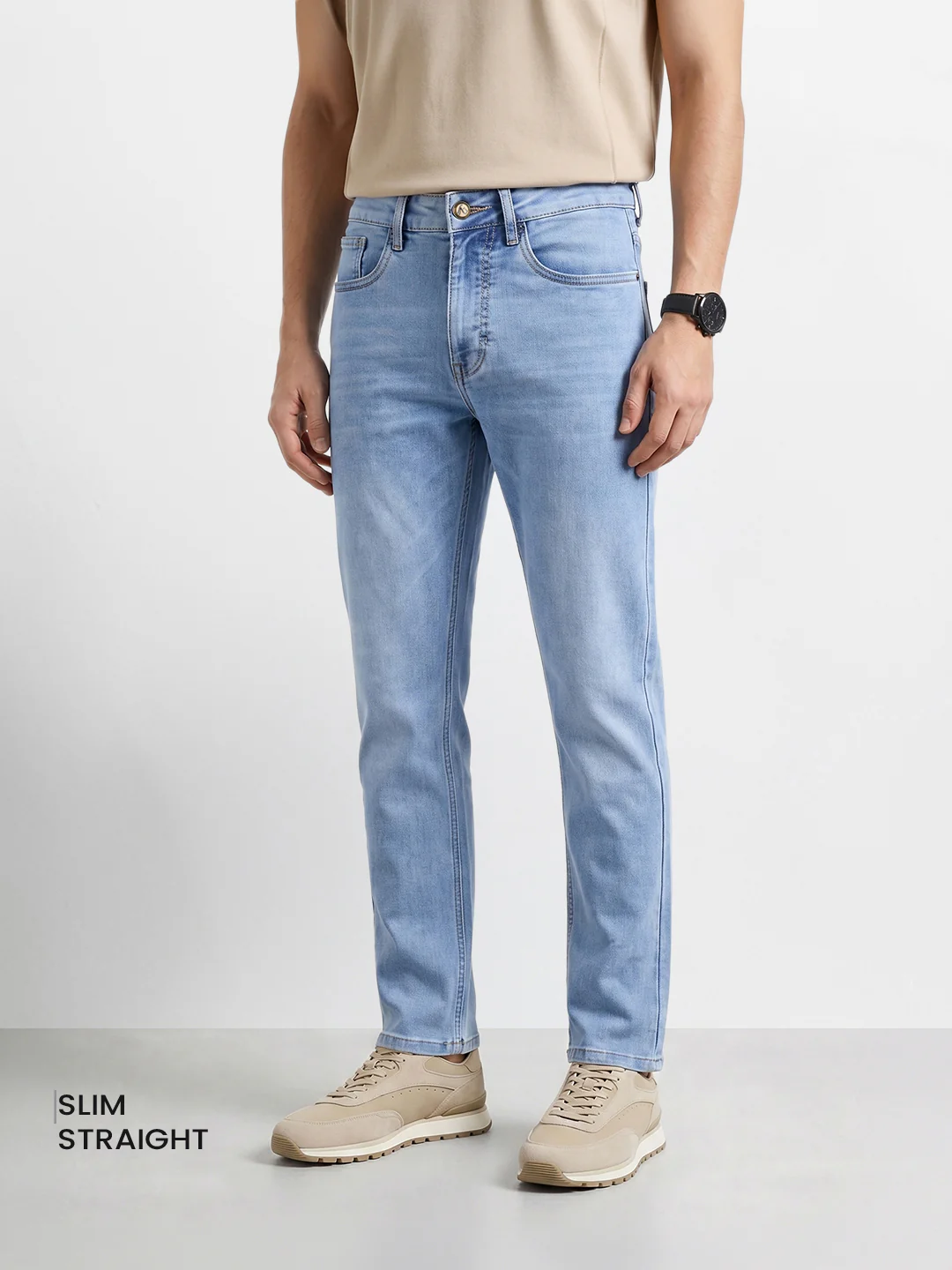 Men's Blue Slim Fit Casual Solid Jeans