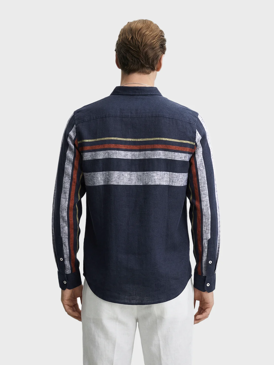 Men's Navy Blue Slim Fit Checked Casual Shirt - Image 5