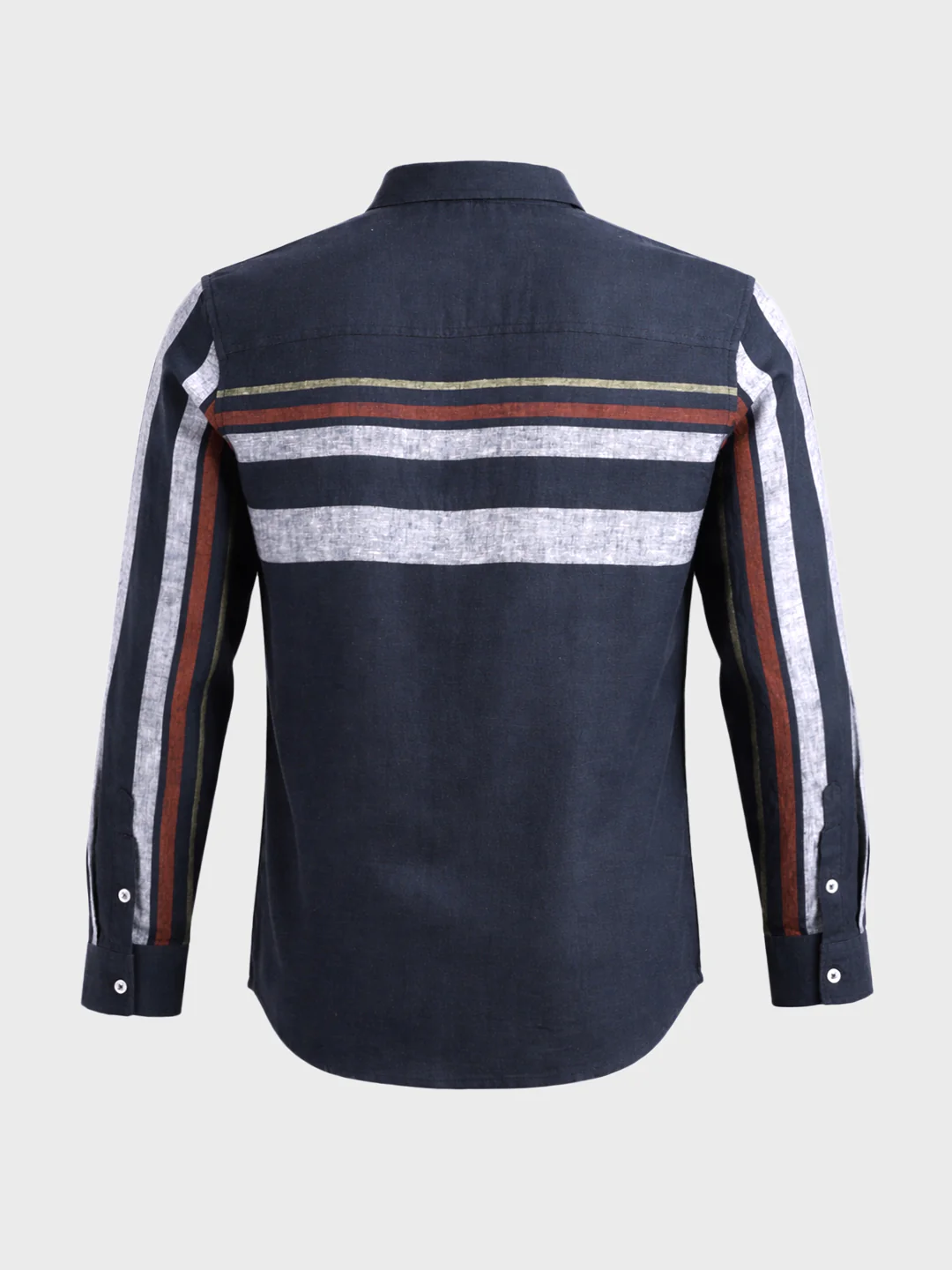 Men's Navy Blue Slim Fit Checked Casual Shirt - Image 7