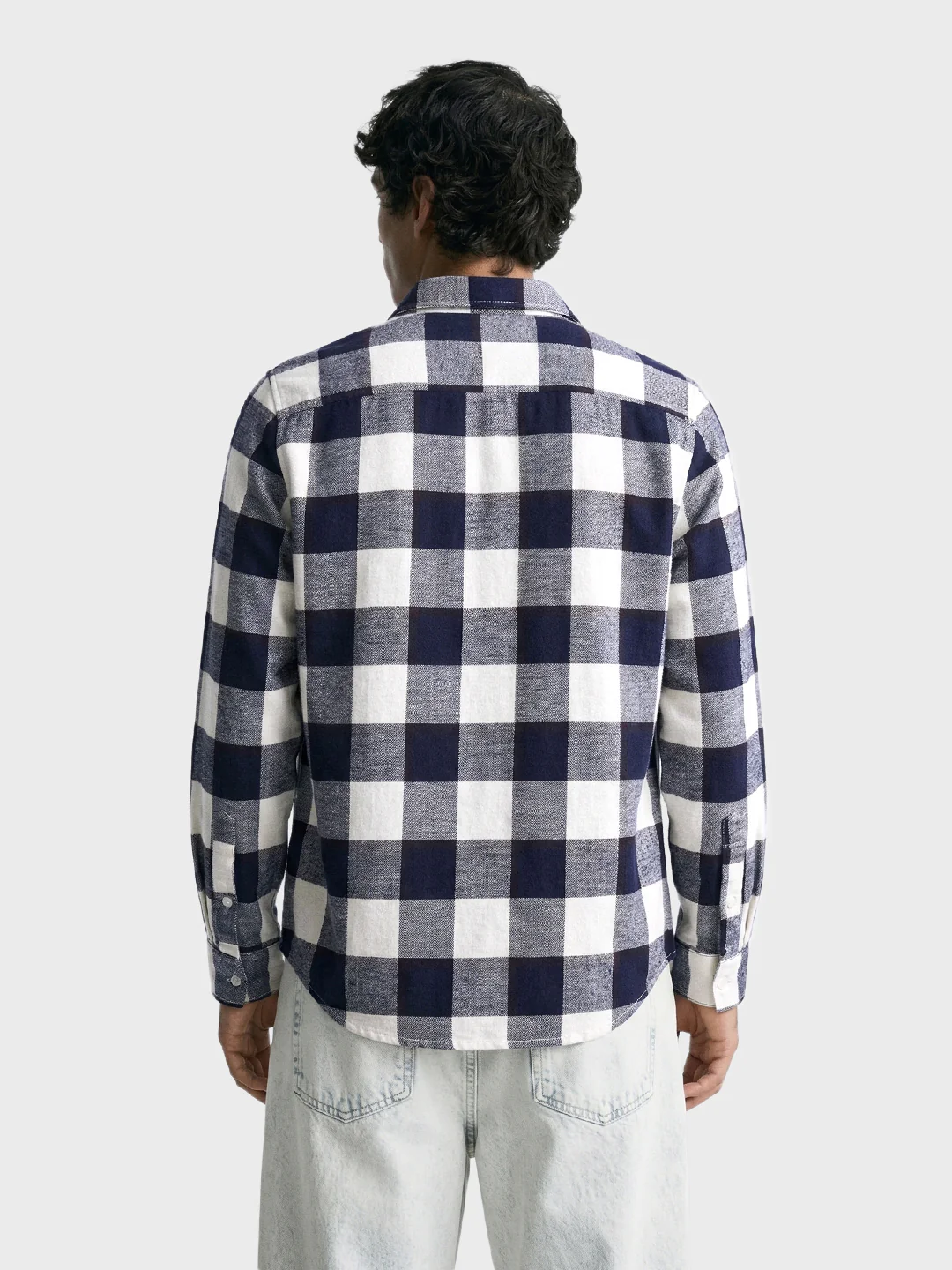 Men's Navy Blue Slim Fit Checked Casual Shirt - Image 5