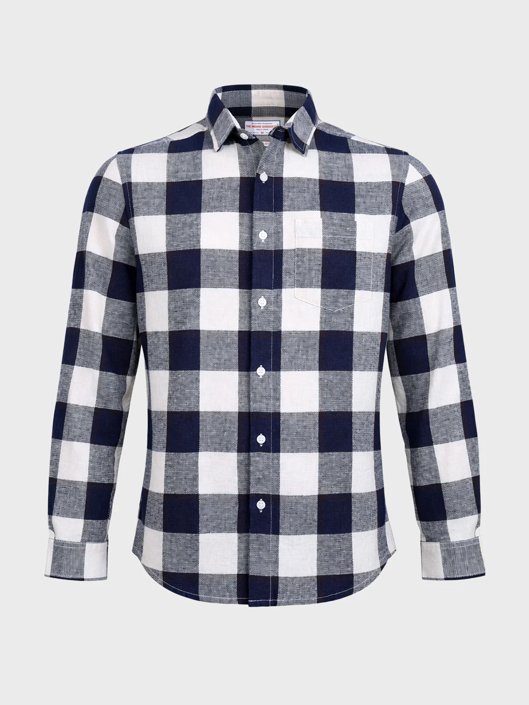 Men's Navy Blue Slim Fit Checked Casual Shirt - Image 6