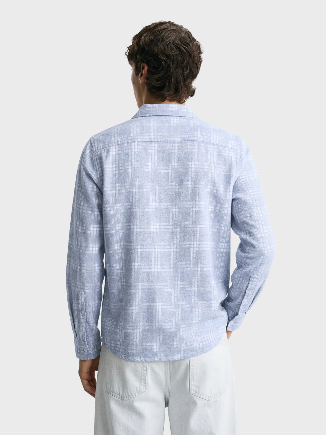Men's Blue Slim Fit Checked Casual Shirt - Image 5