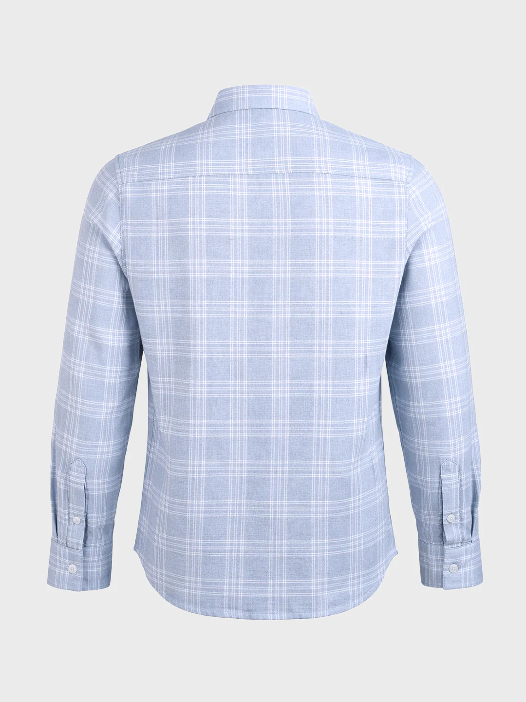 Men's Blue Slim Fit Checked Casual Shirt - Image 7