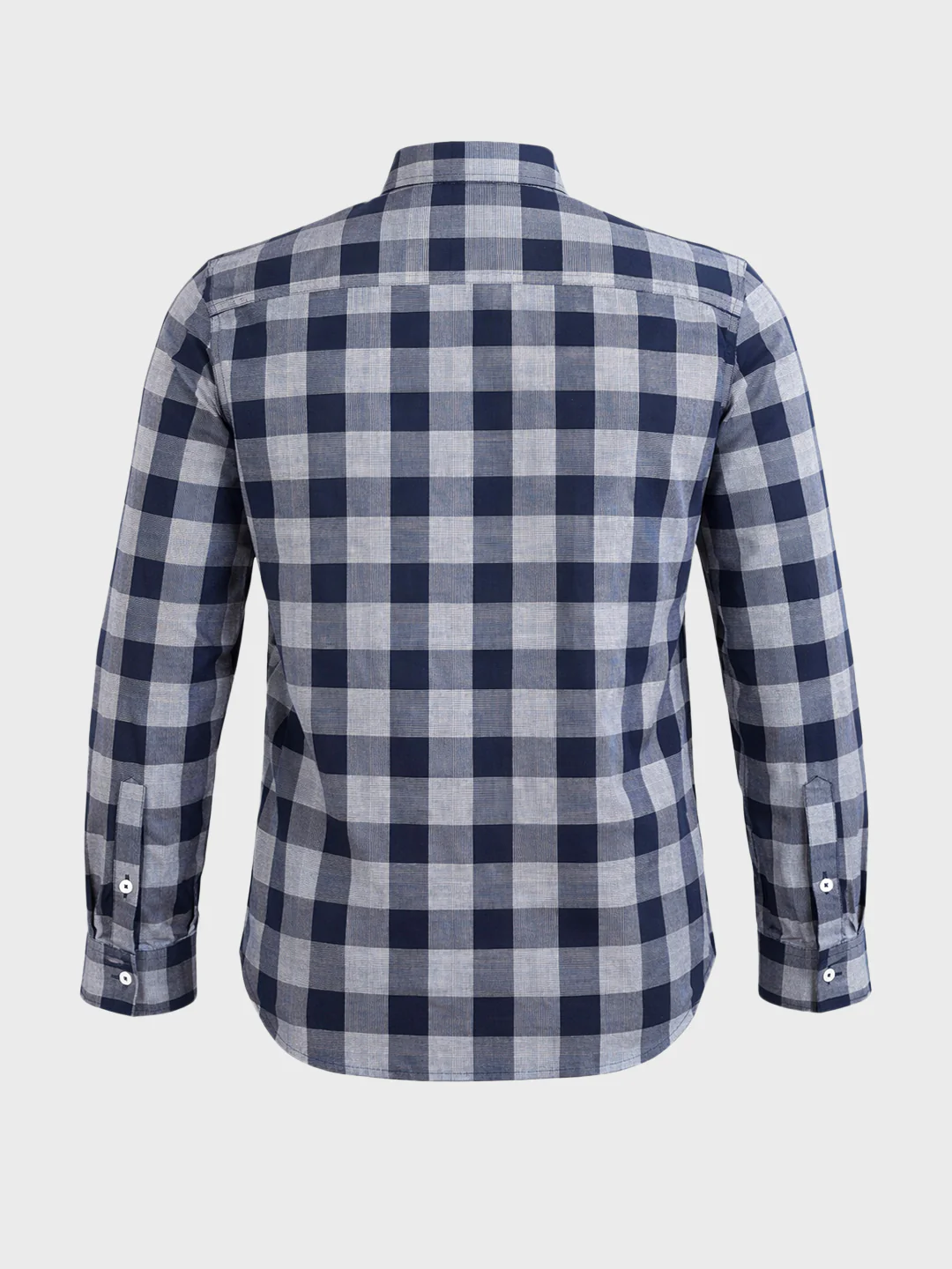Men's Navy Blue Slim Fit Checked Casual Shirt - Image 7