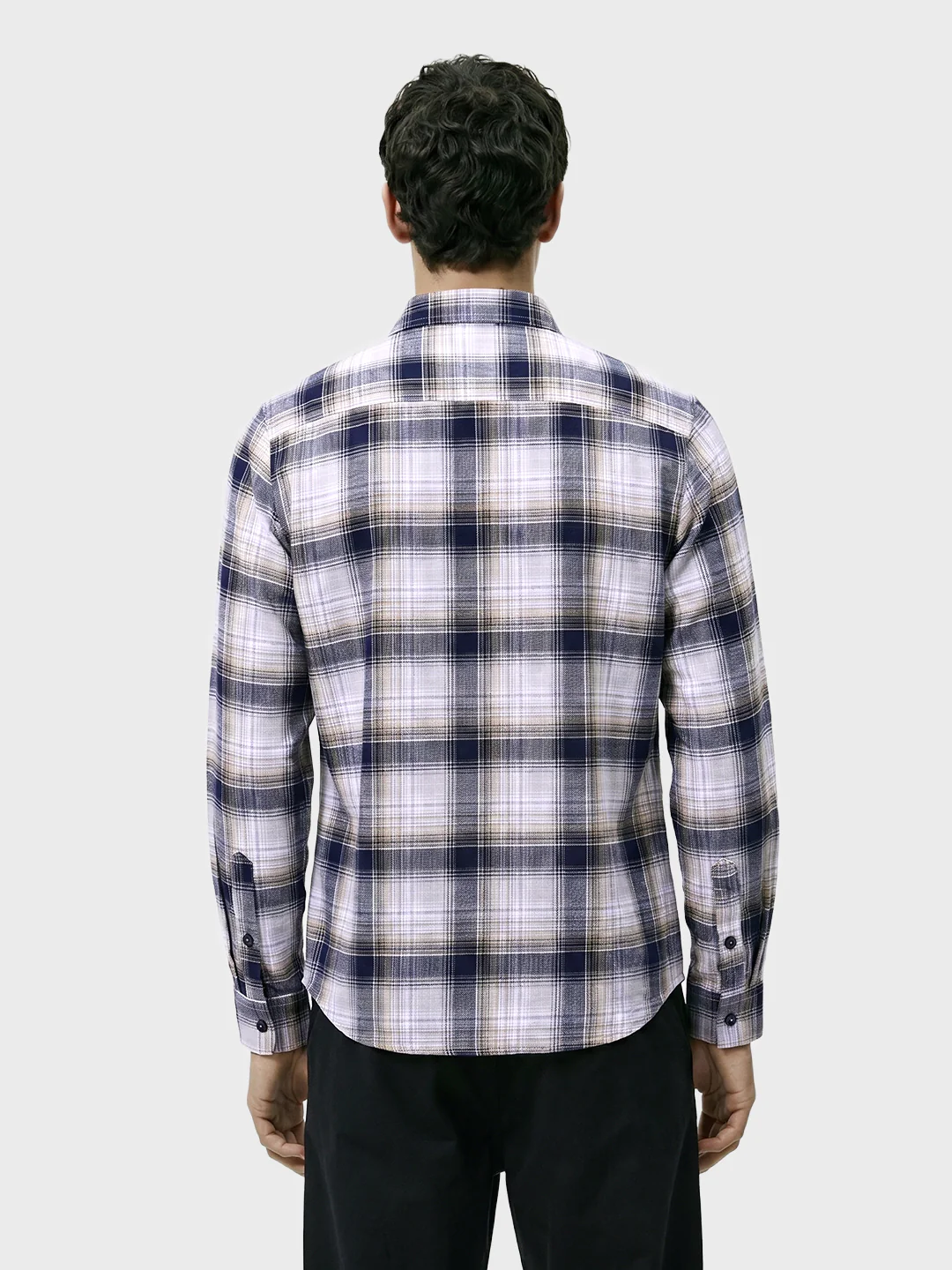 Men's Blue Slim Fit Checkered Casual Shirt - Image 5