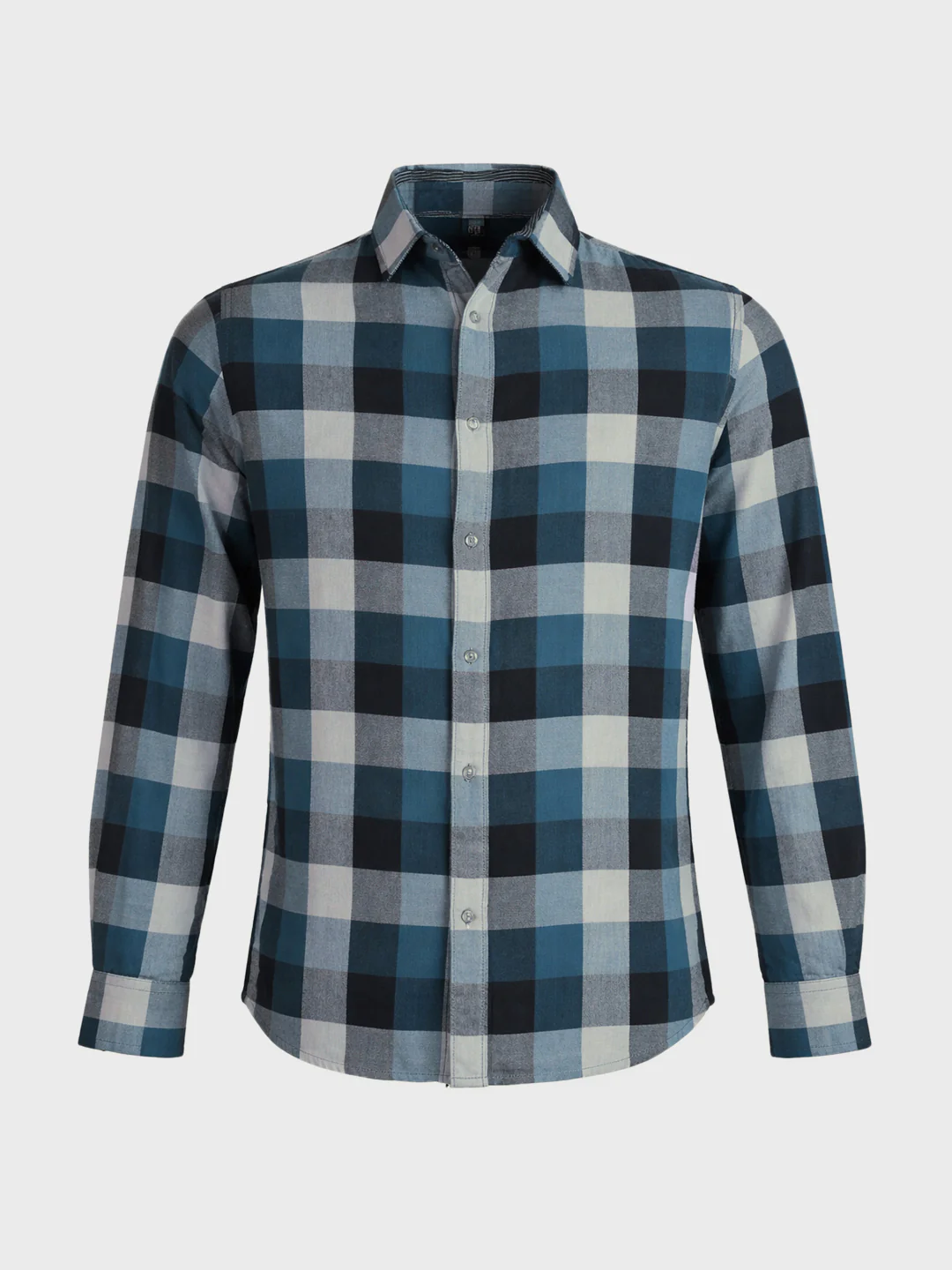 Men's Navy Blue Slim Fit Checkered Casual Shirt - Image 6
