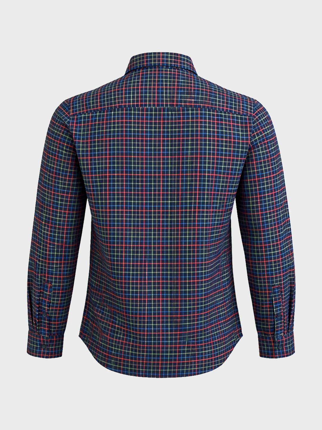 Men's Navy Blue Slim Fit Checkered Casual Shirt - Image 7