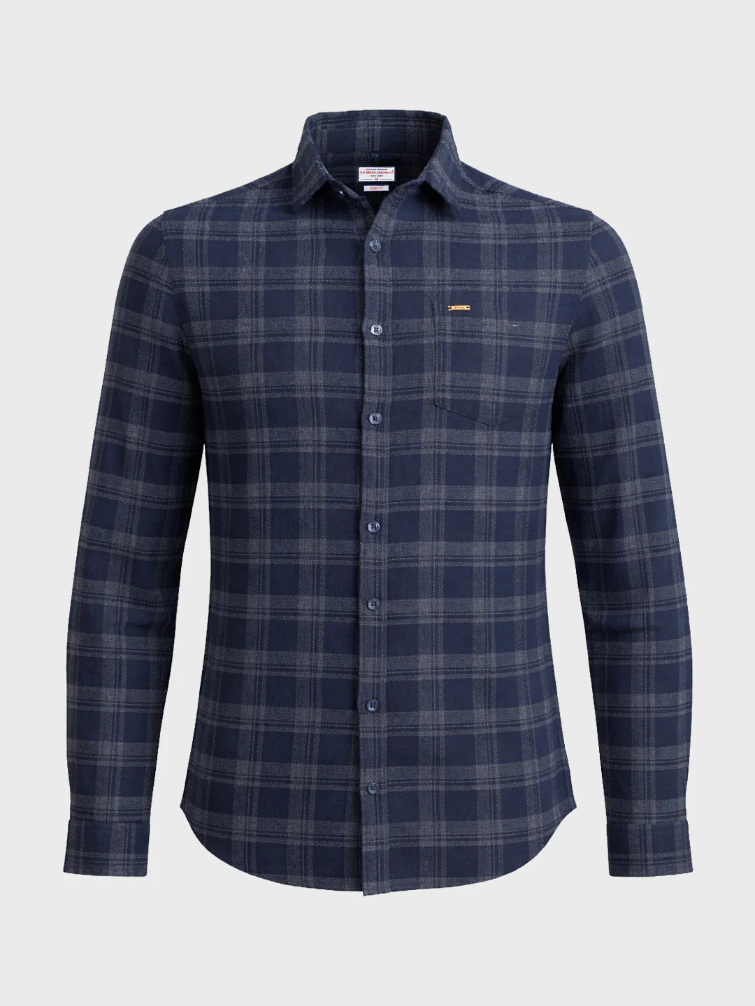 Men's Navy Blue Slim Fit Checkered Casual Shirt - Image 5