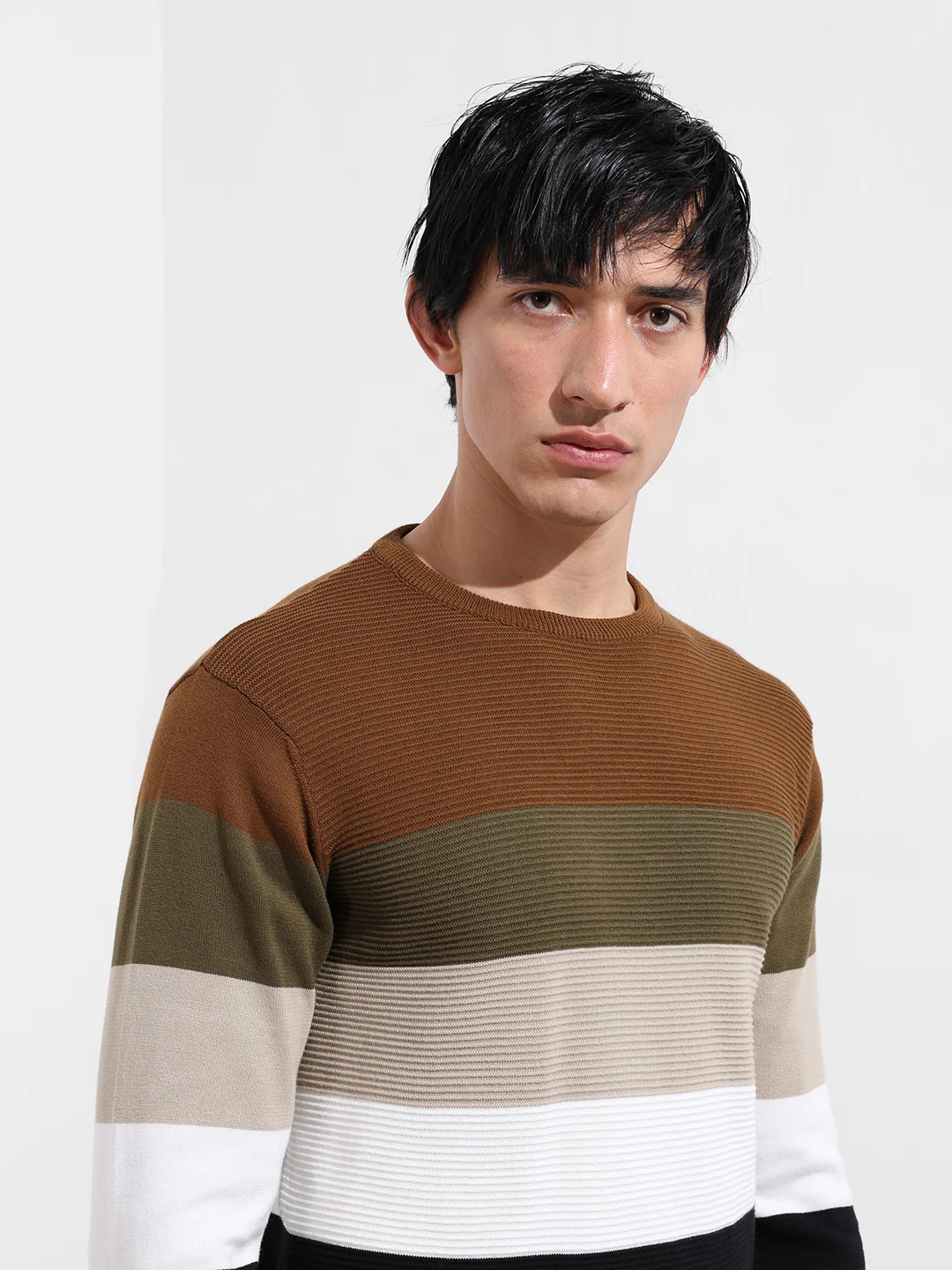 Men's Navy Blue Slim Fit Flat Knit T-Shirt - Image 5