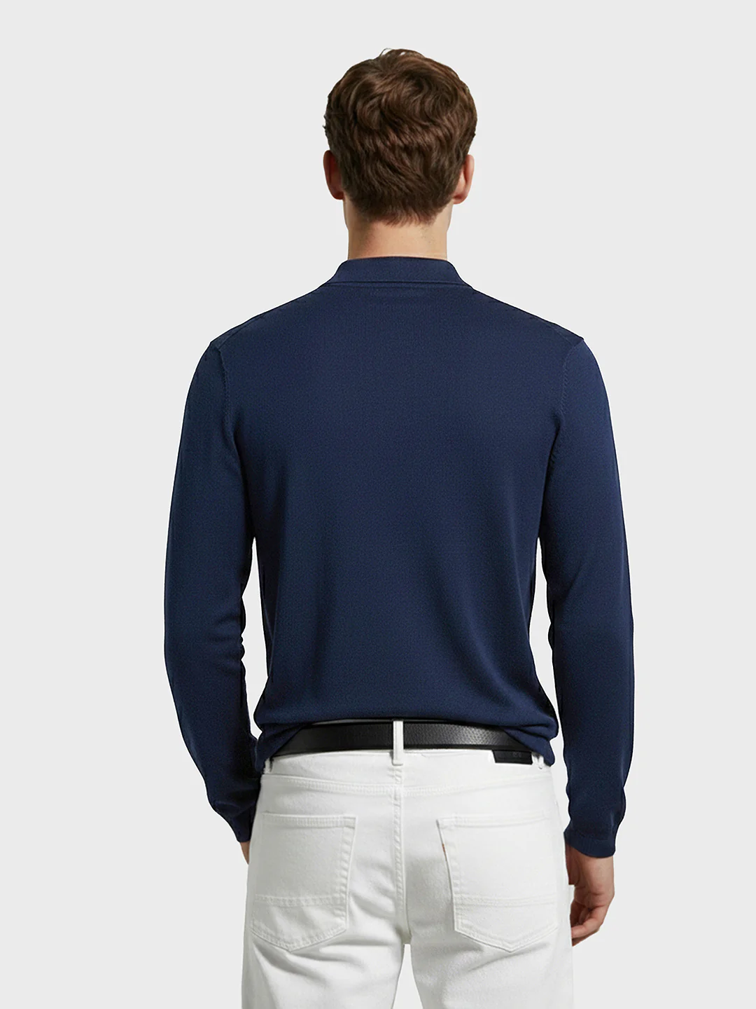 Men's Navy Blue Slim Fit Graphic Printed Casual Polo T-Shirt - Image 4