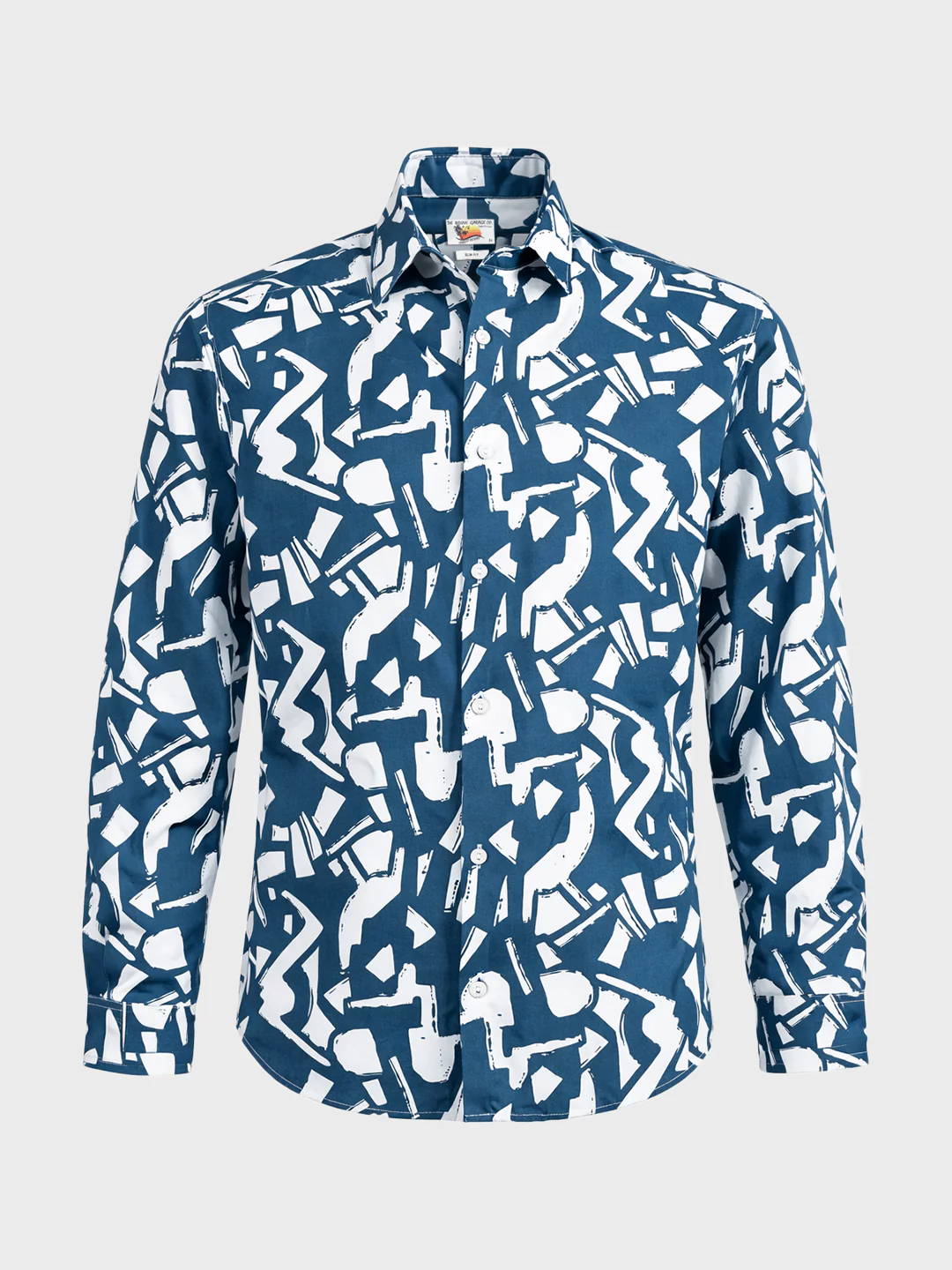 Men's Navy Blue Slim Fit Printed Casual Shirts - Image 6