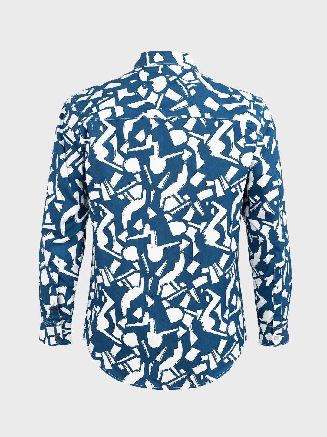 Men's Navy Blue Slim Fit Printed Casual Shirts - Image 7