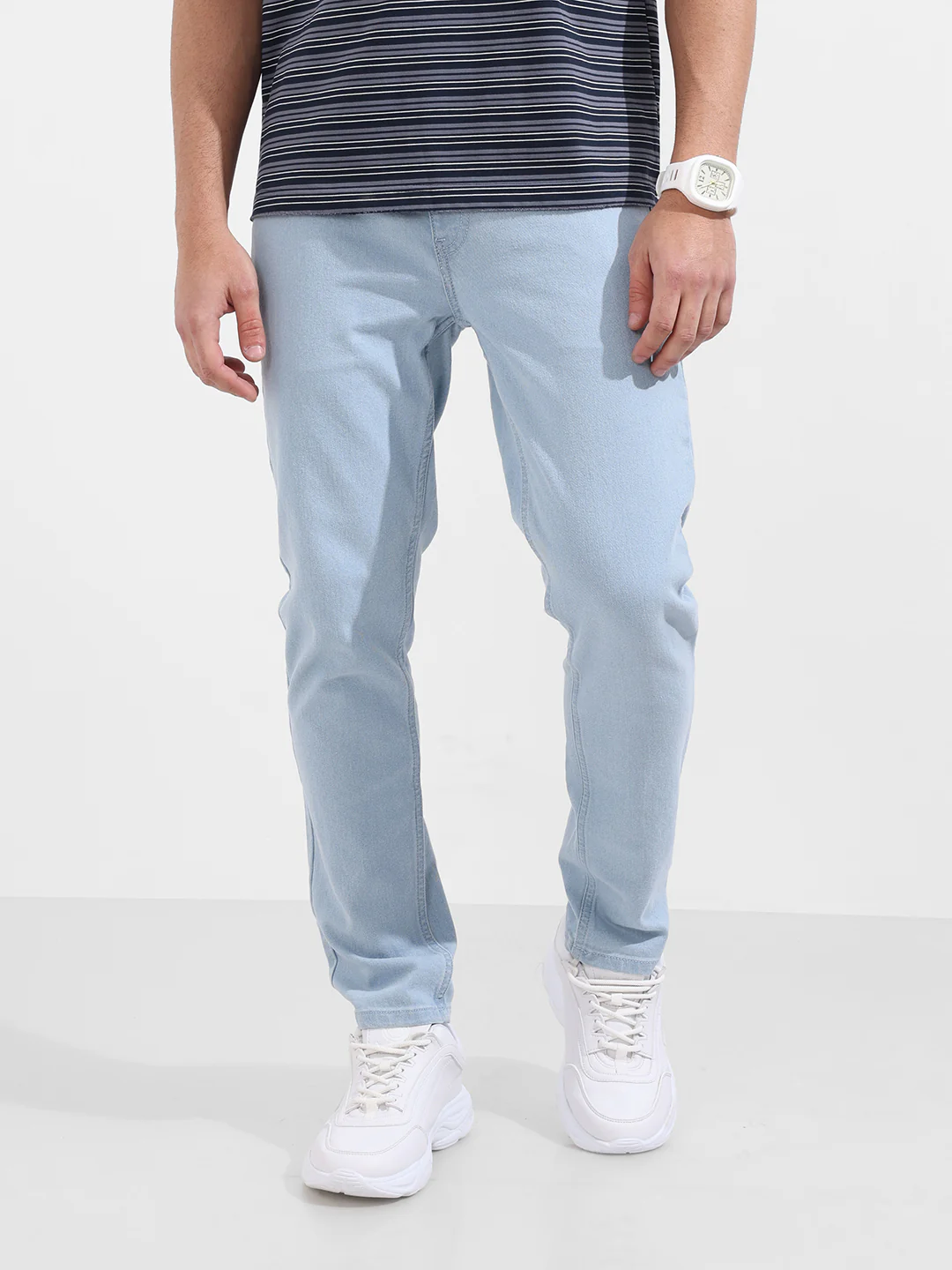 Men's Blue Slim Fit Solid Casual Jeans