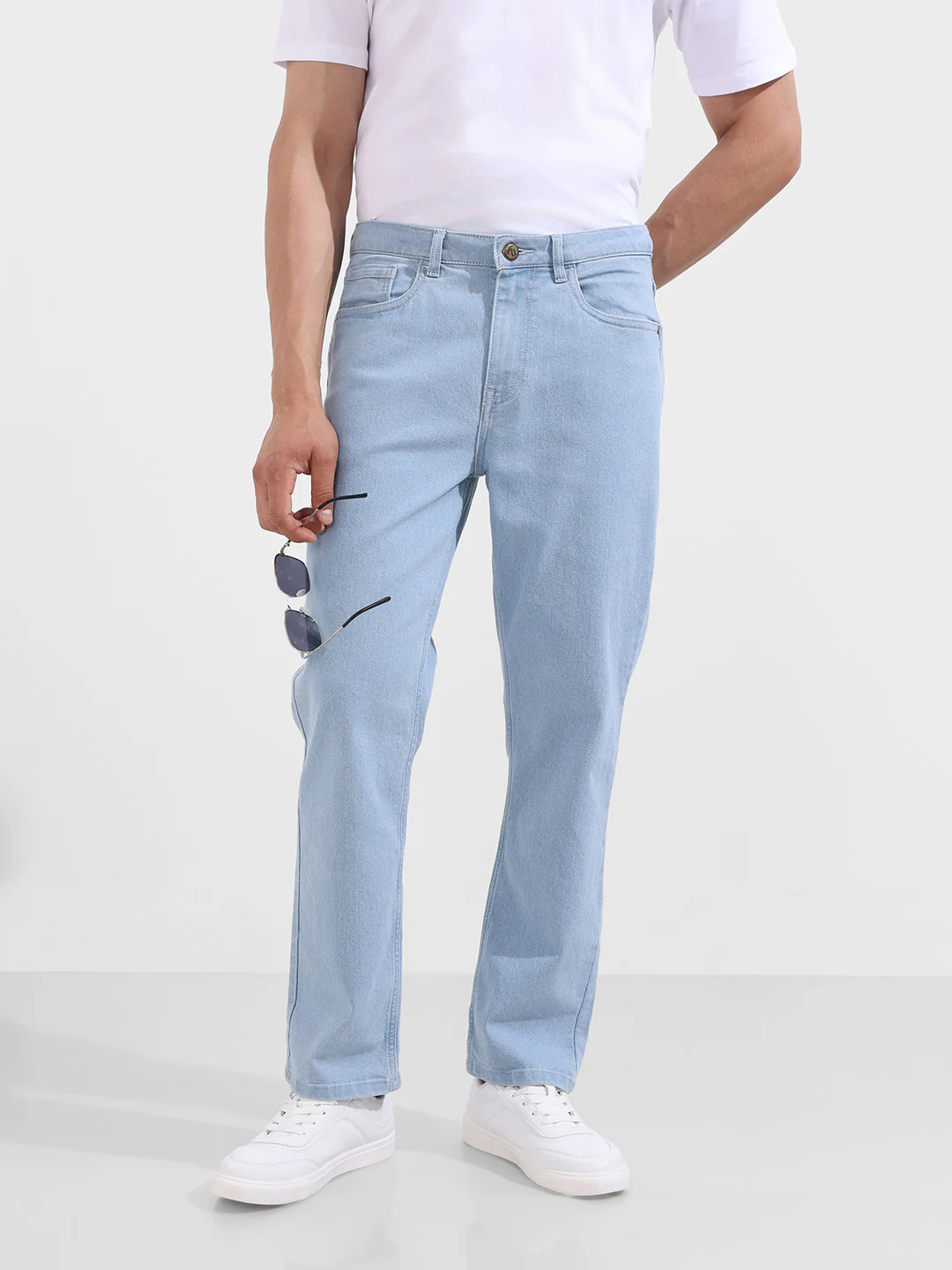 Men's Blue Slim Fit Solid Casual Jeans