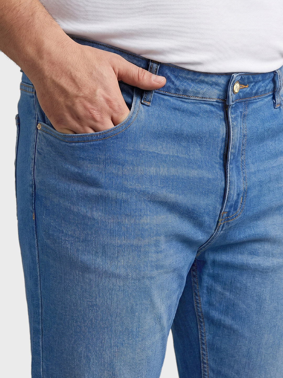 Men's Blue Slim Fit Solid Casual Jeans - Image 7